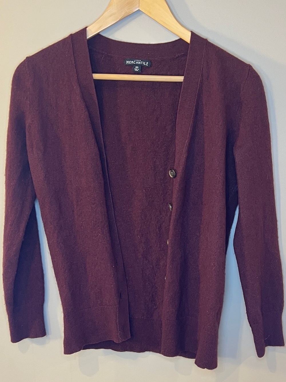 Mercantile Women’s Burgundy Button Front Cardigan Sweater Size XS - Picture 3 of 5